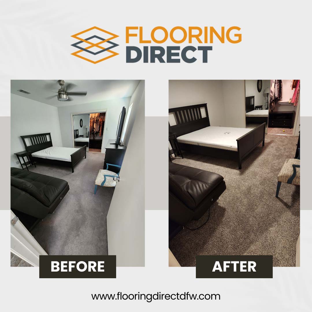 Before and After of Carpet installation in bedroom