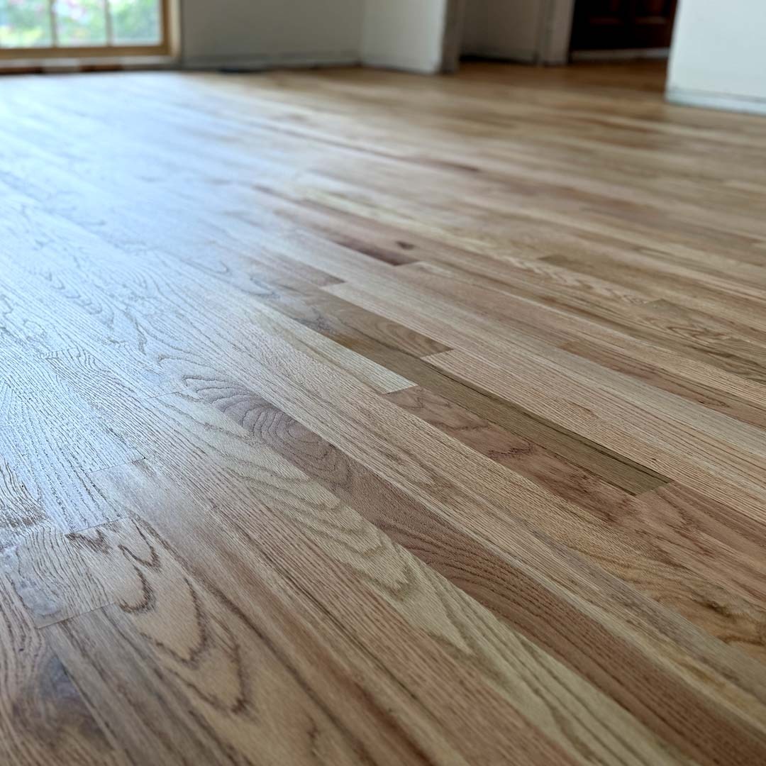 Refinished Red Oak hardwood flooring in Fort Worth, Texas by the experts at Flooring Direct