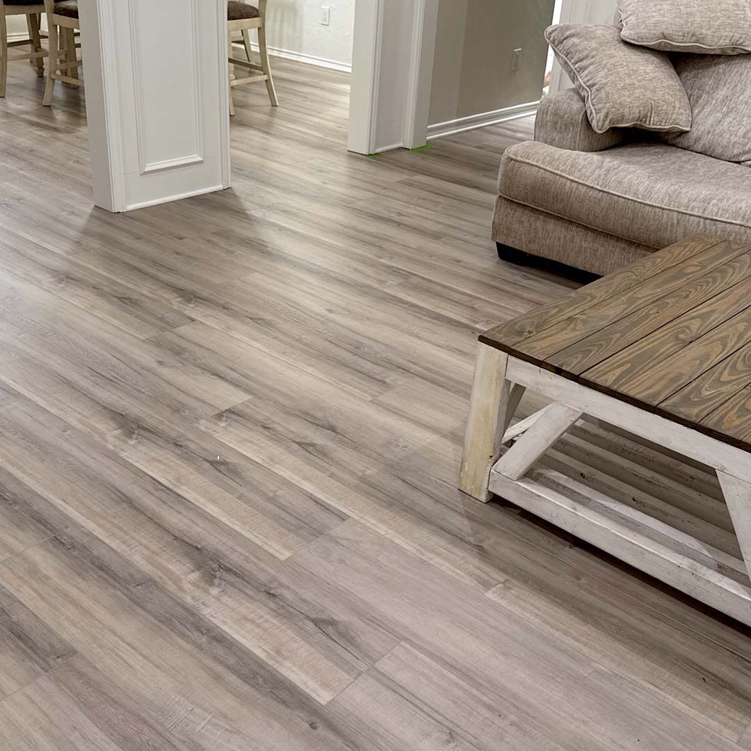 Waterproof LVP flooring is a popular choice for kitchens, bathrooms, laundry rooms, and open-concept living spaces.
