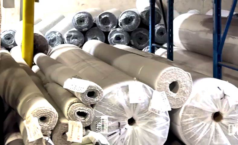 Carpet Flooring and Padding shown in Flooring Direct warehouse