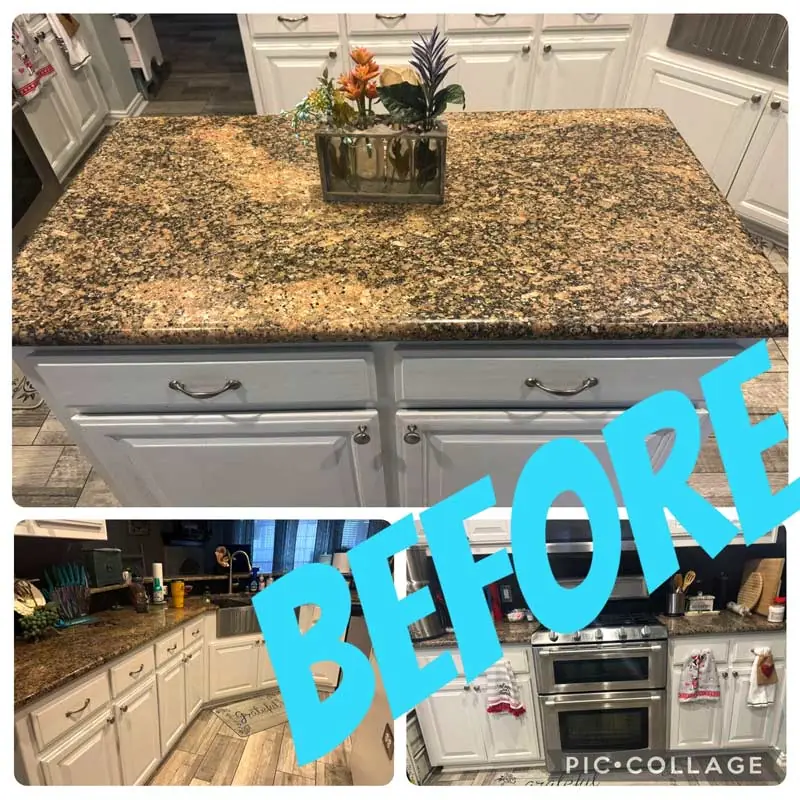 Before picture of kitchen countertop with Installation by Flooring Direct in Dallas / Fort Worth
